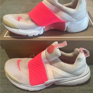 Nike White and Bright Pink Slip-On Shoes